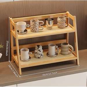 ชั้นวางของไม้ไผ่สองชั้น ดีไซน์ทรงเอ ประหยัดพื้นที่ ชั้นวางแบบบันได ลายไม้ธรรมชาติ ประกอบง่าย - Product Image 1