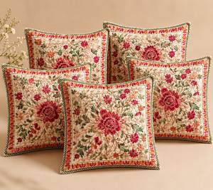 Embroidered Floral Cushion <b>Cover</b> 16x16, Boho <b>Throw</b> Pillow <b>Cover</b>, Decorative <b>Sofa</b> Pillow, Handmade Home Decor - Product Image 2