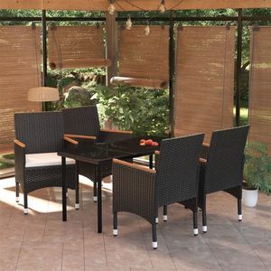 Set da Pranzo da Giardino in Rattan Nero per 4 Persone, Arredamento da Esterno Resistente alle Intemperie, Design Contemporaneo - Product Image 1