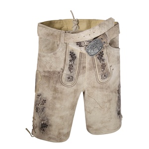 Pantalones Cortos de Cuero Premium para Hombre, Estilo Bávaro Alpino, Bordados, Clásicos, Tejidos, Sólidos, Casuales, Venta al Por Mayor - Product Image 1