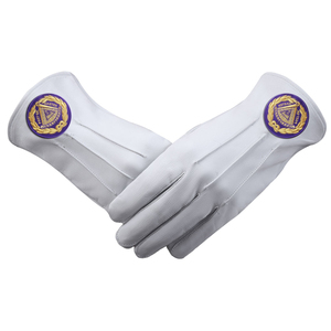 Guantes de Algodón Blanco para Masonería con Diseño de Escuadra y Compás Azules - Precio Accesible - Guantes de Regalia Masónica - Product Image 5