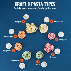 Macchina Elettrica per Pasta 8-in-1 150W, Automatica per Noodle e Pasta, 4 Modalità Intelligenti, Capacità 500g di Farina, 15 Forme Incluse - Product Image 3
