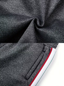 Boys' Winter Cotton Webbing Striped Stand Collar Windproof Anti-Bacterial Breathable Zipper Sweatshirt Casual Sport <b>Jacket</b> Set - Product Image 5