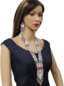 Gran oferta, collar tradicional, hecho a mano con cuentas, collar largo, collar ucraniano con borlas, con pendientes - Product Image 2