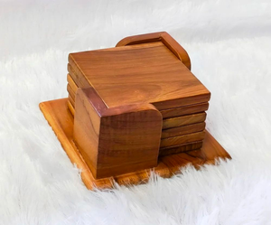 Ensemble de sous-verres en bois de noyer, écologiques, classiques, carrés, avec support pour sous-verres, pour le thé, le café et autres boissons, présentoir décoratif - Product Image 5