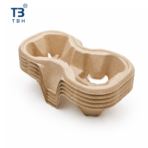 Meilleure Vente Porte-Gobelets Écologique Jetable en Pulpe Recyclée à Paroi Simple 4 Compartiments 220mm Marque TBH pour Stands Alimentaires et Fêtes - Product Image 5