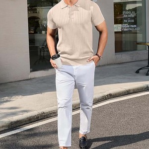 Camisa de Verano para Hombre, Estilo Casual, Diseño Sólido, Manga Corta, Tejido de Lona Antiarrugas, Poliéster/Algodón, Corte Holgado - Product Image 2