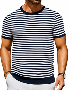 T-shirt décontracté à manches courtes 100 % coton pour homme de la marque AMY, coupe classique, devant uni brodé, respirant, vente en gros - Product Image 1