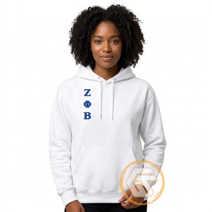 GREEK TREASURES Sweat à capuche personnalisable pour adultes, hiver, Zeta Phi Beta, pour femmes, broderie machine sur le devant, respirant, 100% coton - Product Image 1