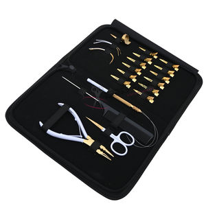 Kit complet d'outils pour extensions capillaires Micro Link Or Blanc avec pince à sertir 5 pouces 3 trous, peigne à queue de cheveux, mini-ciseaux à doigt pour séparation - Product Image 1