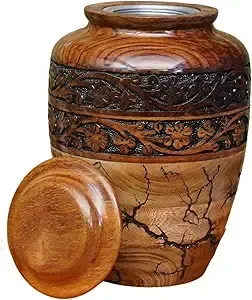 Urna Funeraria Tradicional de Madera, Recipiente Conmemorativo para Cenizas, Elaborada con Patrones de Vetas Suaves y Detalles Decorativos - Product Image 2