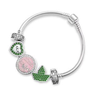   Bracelet de luxe élégant pour femme 2026 Boule Skyline Premium avec breloque en cristal rose, bijou de mode pour sororité - Product Image 1