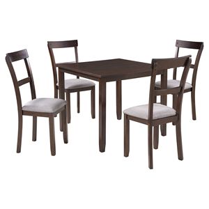Set da Pranzo Industriale in Legno Espresso con 5 Pezzi: Tavolo da Cucina e 4 Sedie per Sala da Pranzo - Product Image 4