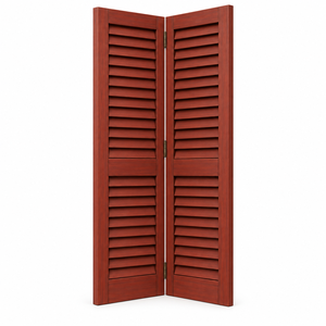 Persianas de madera maciza de color marrón rojizo a medida, con lamas plegables, para decoración exterior de casas de campo y granjas. - Product Image 5
