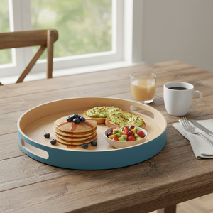 Bandeja de Servir de Bambú Hilado con Logotipo Personalizado, Bandeja Ecológica de Bambú Hilado con Asas para Cocina, Comedor y Servicio de Alimentos - Product Image 1
