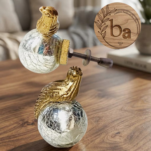 Ba Brass Bird Perched on Mercury <b>Glass</b> Cabinet <b>Knob</b> Modern Home Decor Handle Eco-Friendly Durable Easy Installation - Product Image 4