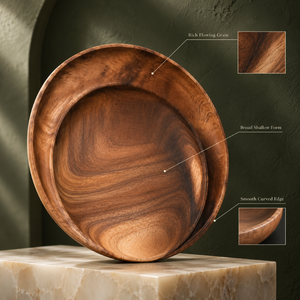 Elegantes Platos Base de Madera de Mango con Grano Rico y Borde Curvo para Mesa de Comedor |   Platos de Madera Rústicos para Servir, Decoración para Bodas y Hoteles - Product Image 2