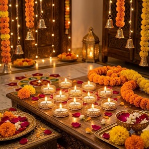 Décoration Traditionnelle Indienne en Gros pour Noël, Anniversaire, Diwali – Bougeoir en Métal Doré Filigrané Fait Main Écologique - Product Image 5