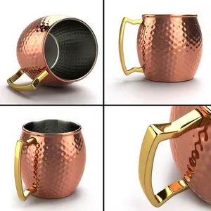 Mug à Moscow Mule en cuivre martelé avec poignée en laiton, tasse à boisson en cuivre pur pour cocktails, mocktails, boissons fraîches, idéal pour offrir - Product Image 3