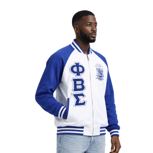 Chaqueta Varsity Blanca de Felpa Phi Beta Sigma, Ropa de Fraternidad Griega con Estilo Universitario Clásico, Calidez y Comodidad Premium - Product Image 3