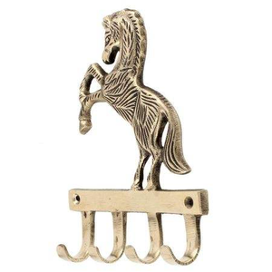 Perchero de pared de metal antiguo con forma de caballo, gancho decorativo de latón vintage con 4 ganchos, colgador de pared para - Product Image 4