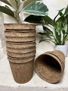 Pots en fibre de coco écologiques vintage, pots carrés en fibre de coco organique pour semis et plantes - Product Image 2