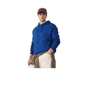 เสื้อฮู้ดผู้ชายสีน้ำเงิน ผ้าฝ้ายถัก สไตล์ลำลอง ทรงโอเวอร์ไซส์ สำหรับฤดูหนาว มีกระเป๋าด้านหน้า ระบายอากาศได้ดี - Product Image 3