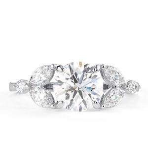 Anillo de compromiso y aniversario de oro blanco con 7 diamantes cultivados en laboratorio de corte redondo para mujer - Product Image 6