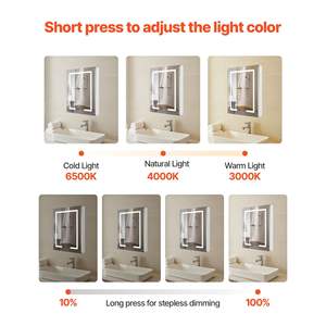 Espejo LED Iluminado de 24 x 30 Pulgadas, Espejo de Baño Empotrado en la Pared, Gabinete para Medicamentos, 3 Colores Atenuables, Espejo HD con Reloj, Estantes Ajustables - Product Image 3