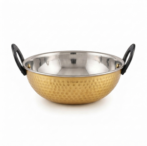 Wholesale Prices Pure Brass Kadahi With Dual Handles And Lid For Stovetop <b>Cooking</b> Durable Round Cookware <b>Pot</b> Kadahi - Product Image 3