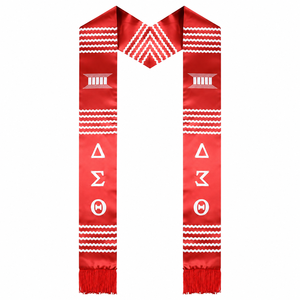 Écharpe de graduation rouge et blanche avec pompon rouge pour les diplômés 2025, accessoires scolaires en satin africain, 72x4 pouces, adulte - Product Image 2