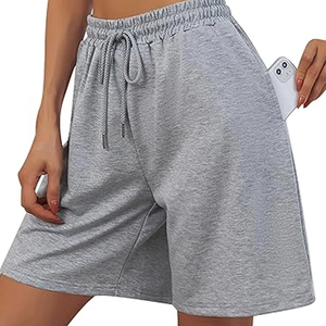 Vintage Cotton Acid Wash Breathable Eco-Friendly Quick Dry Women's <b>Low</b> Waist Knee Length Solid Pattern Shorts - Product Image 4