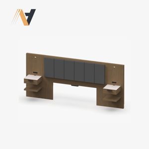 Ensemble de meubles de chambre à coucher contemporain, lit modulaire avec rangement, surface en placage MDF/HPL/LPL, intérieur d'hôtel moderne, provenant d'une usine vietnamienne - Product Image 3