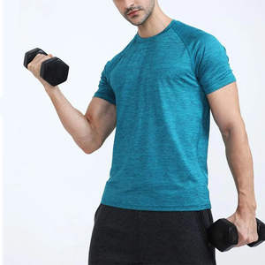 Chemises de sport pour hommes, vêtements de course, impression de logo personnalisée, t-shirts unis, vêtements de fitness, service OEM, 100% coton tricoté - Product Image 6