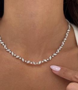 Colliers tennis en or blanc 10k 14k 18k avec diamants de laboratoire et pierres multiformes pour femmes, produit en gros - Product Image 5