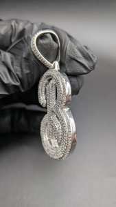Colgante con Letra B Estilo Hip Hop, Plata de Ley 925, Moissanita Redonda con Corte Brillante VVS, Micro Pavé, Unisex, para Uso Diario - Product Image 6