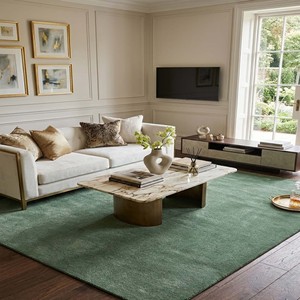 Solid Sage Green Modern Handmade Area Rug Minimalist Wool Carpet for <b>Bedroom</b> Living Room Contemporary Home Style Decor Designer - Product Image 2
