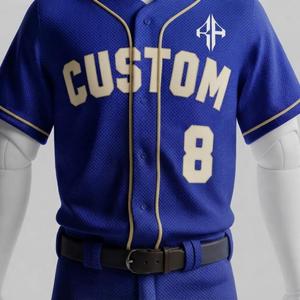 Uniforme de baseball haut de gamme pour hommes avec logo blanc, manches courtes, coupe régulière, impression sublimée, fermeture à boutons, matière 100% polyester - Product Image 6