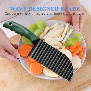 Wavy Blade Plastic Knife for Crinkle Cut Vegetables and Fries Manual <b>Fruit</b> Vegetable <b>Cutter</b> Multi Function Tool - Product Image 1