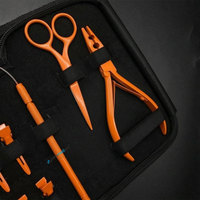 Kit d'outils pour extensions de cheveux en acier inoxydable couleur orange avec logo personnalisé, best-seller, comprend des pinces pour extensions de cheveux humains