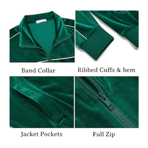 ชุดวอร์มกำมะหยี่สำหรับผู้ชาย 2 ชิ้น ชุดเซ็ตเสื้อฮู้ดและกางเกงจ็อกเกอร์ น้ำหนักเบา ระบายอากาศได้ดี กันลม - Product Image 5