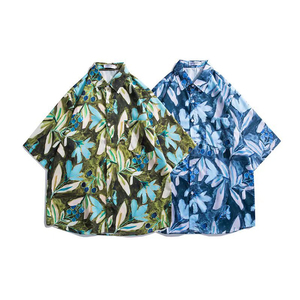 Chemises d'été pour hommes décontractées à rayures imprimées, manches courtes, élégantes, respirantes, en polyester/coton, col rabattu - Product Image 3