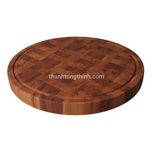 Tagliere Rotondo in Legno con Motivo a <span class=keywords><strong>Scacchiera</strong></span> e Bordo Liscio per Uso in Cucina - Product Image 5