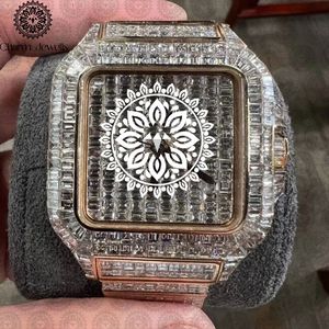 Montre de luxe pour homme Charm Jewells, boîtier carré en acier inoxydable 40 mm, cadran en verre cristal, bracelet 20 cm, mouvement mécanique, étanche 10 bars - Product Image 5