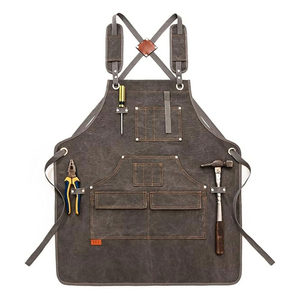 Adjustable Hanging Neck Silk <b>Apron</b> Custom Logo Embossed Print Straps Pocket Canvas Restaurant <b>Work</b> Cooking Men's - Product Image 4