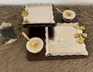 Plateaux à collation en bois de luxe avec bols à trempette pour les occasions de fête plateau à collation luxueux plateau à collation - Product Image 1