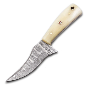 Cuchillo de Caza/Desollador Personalizable OEM de Acero Inoxidable con Mango de Madera Pakka y Funda de Cuero, Hecho a Mano, Marca ZA DAMASCUS MAKERS - Product Image 1