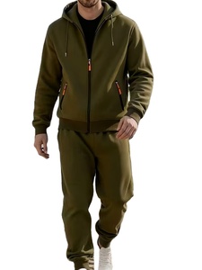 Hooded 100% Cotton Terry Knitted 300g Solid Two-Piece Winter Streetwear Men's Tracksuit Set Stylish Comfortable Long Sleeve - Product Image 6