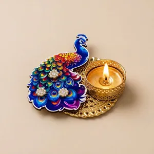 Porte-bougie rond en tissu avec embellissement en perles, fait main, moderne, décoration de Noël, de Pâques et de la maison - Product Image 2