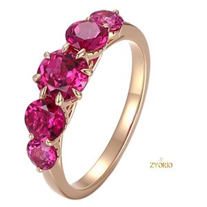Bague en or massif 10K 14K 18K avec pierre précieuse de laboratoire taille ronde sertie à griffes, style Jedi, pour femme, cadeau de mariage et de Noël, design de créateur - Product Image 1